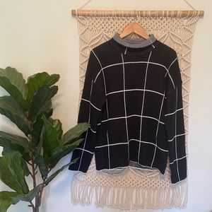 NWOT SHEIN Black + White Grid Sweater